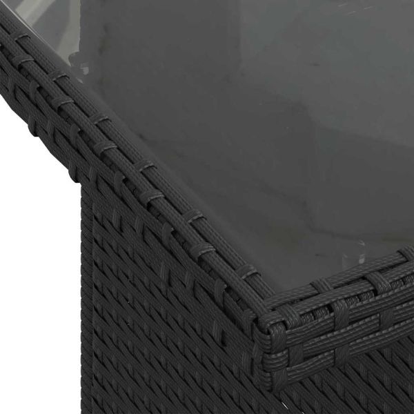 Градински Софа Комплект 7 бр. Черен и син полиратан