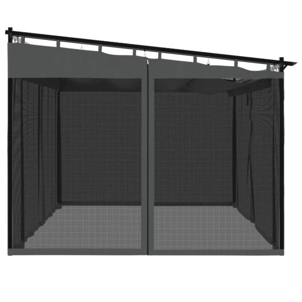 Беседка с мрежести стени, антрацит, 4x3 м, стомана