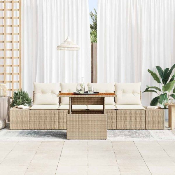 Градински Софа Комплект 5 бр. Бежов и кремав