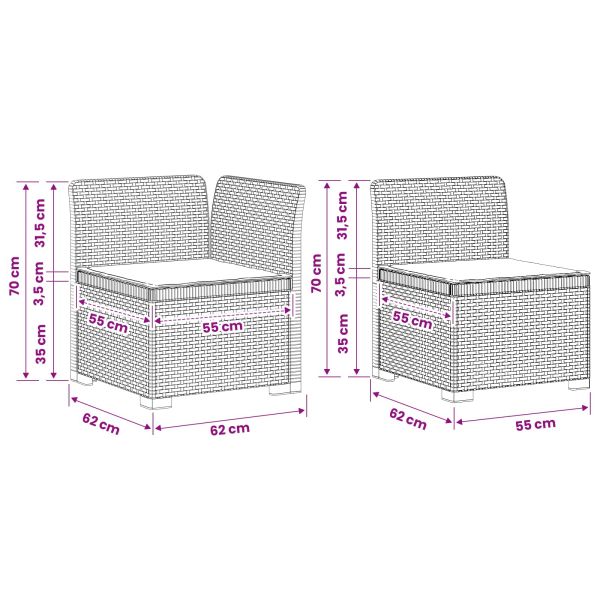 Пейка за градина с Cushions във вид на ратан ПП Кафяво
