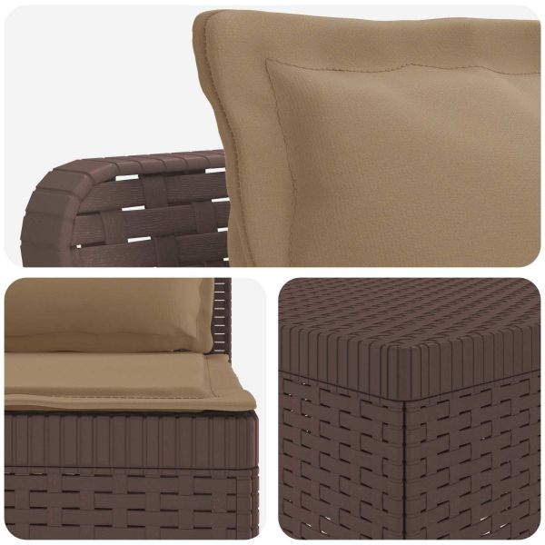 Пейка за градина с Cushions във вид на ратан ПП Кафяво