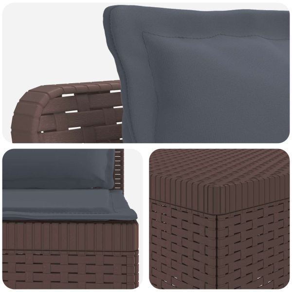 Пейка за градина с Cushions във вид на ратан ПП Кафяво