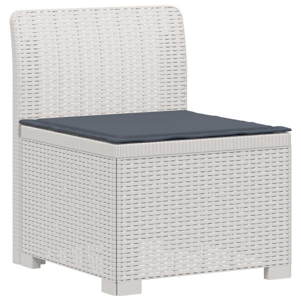 Градинска софа за 5 души с възглавници в ратанов вид ПП Бяло