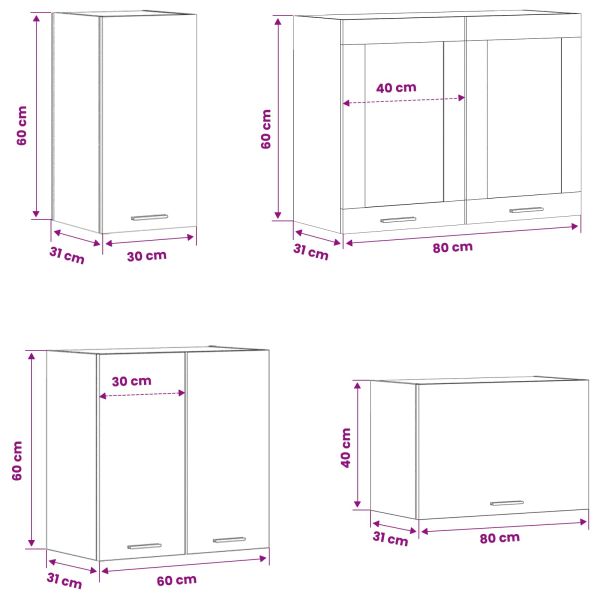 Кухненски единица Lyon 8 pcs Черен дъб Инженерна дървесина