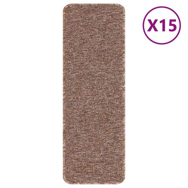 Килимчета против подхлъзване за стълби 15 бр. 60 x 25 cm Кафяво