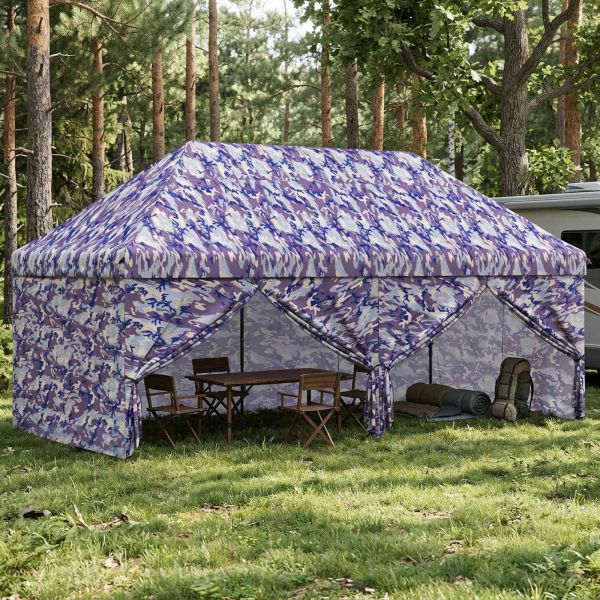 Поп-ъп Тент с 4 Стени 3 x 6 m Син камуфлаж