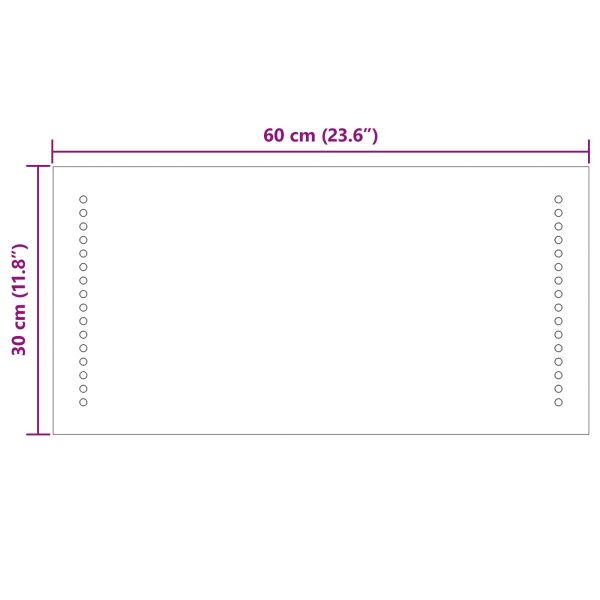 LED огледало за баня Прозрачен 60 x 30 cm закалено стъкло