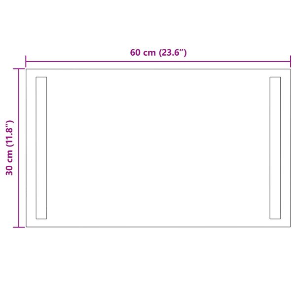 LED огледало за баня Прозрачен 60 x 30 cm закалено стъкло