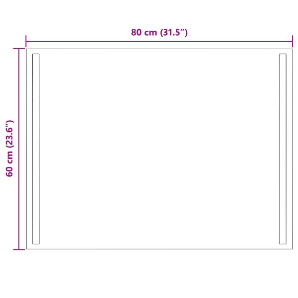 LED огледало за баня Прозрачен 80 x 60 cm закалено стъкло