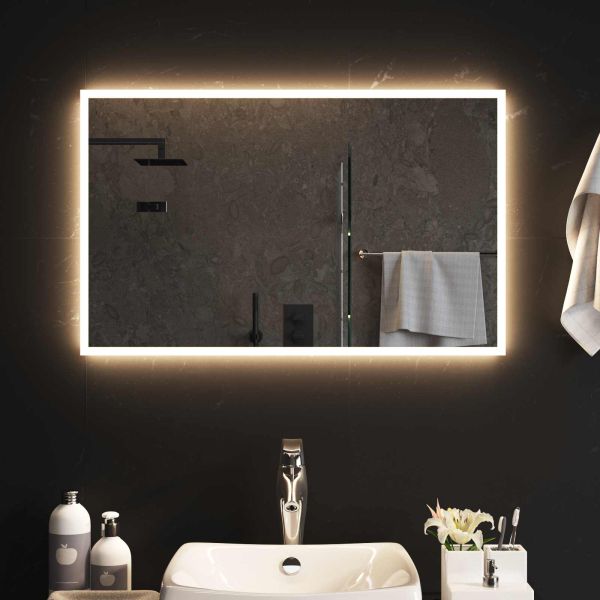 LED огледало за баня Прозрачен 80 x 50 cm закалено стъкло