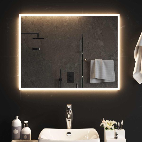 LED огледало за баня Прозрачен 80 x 60 cm закалено стъкло