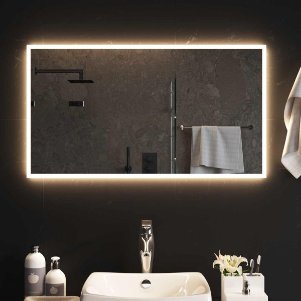LED огледало за баня Прозрачен 90 x 50 cm закалено стъкло