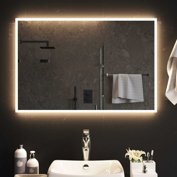 LED огледало за баня Прозрачен 90 x 60 cm закалено стъкло