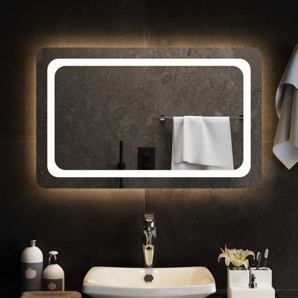 LED огледало за баня Прозрачен 80 x 50 cm закалено стъкло