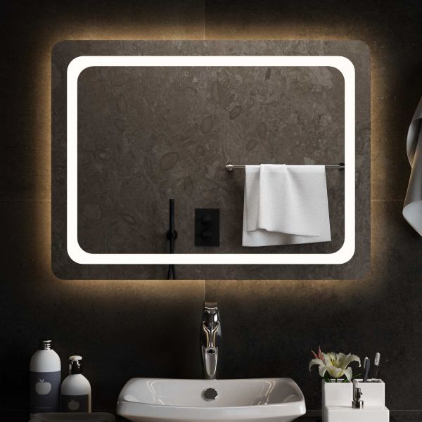 LED огледало за баня Прозрачен 80 x 60 cm закалено стъкло