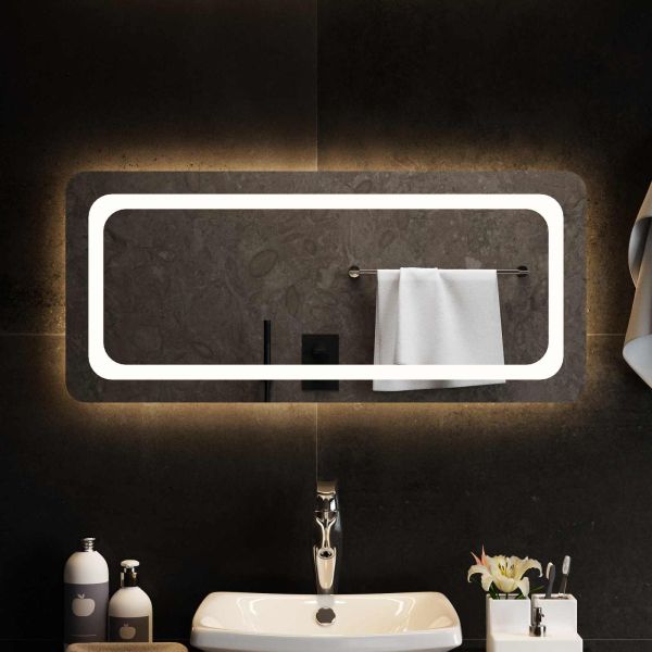 LED огледало за баня Прозрачен 90 x 40 cm закалено стъкло