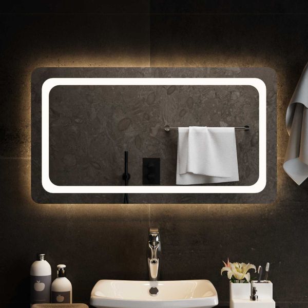 LED огледало за баня Прозрачен 90 x 50 cm закалено стъкло