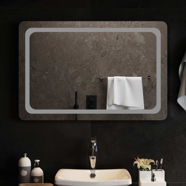 LED огледало за баня Прозрачен 90 x 60 cm закалено стъкло