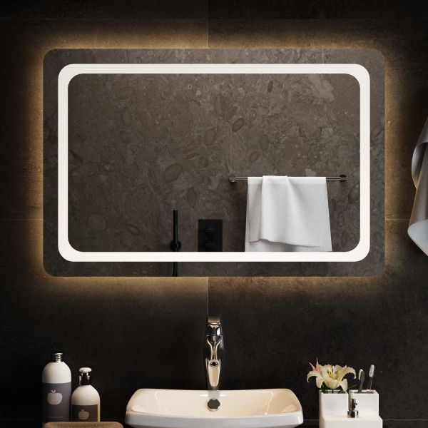 LED огледало за баня Прозрачен 90 x 60 cm закалено стъкло