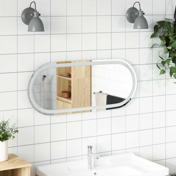 LED огледало за баня Прозрачен 80 x 35 cm закалено стъкло