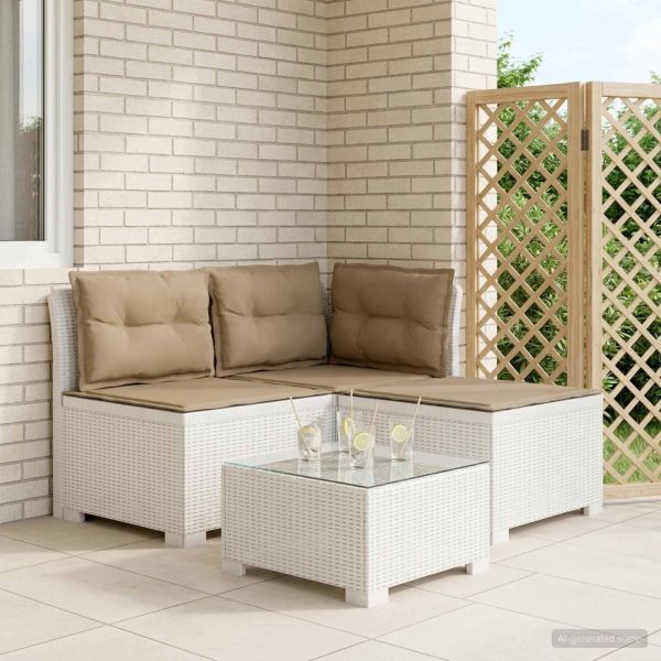 Пейка за градина с Cushions във вид на ратан ПП Бяло