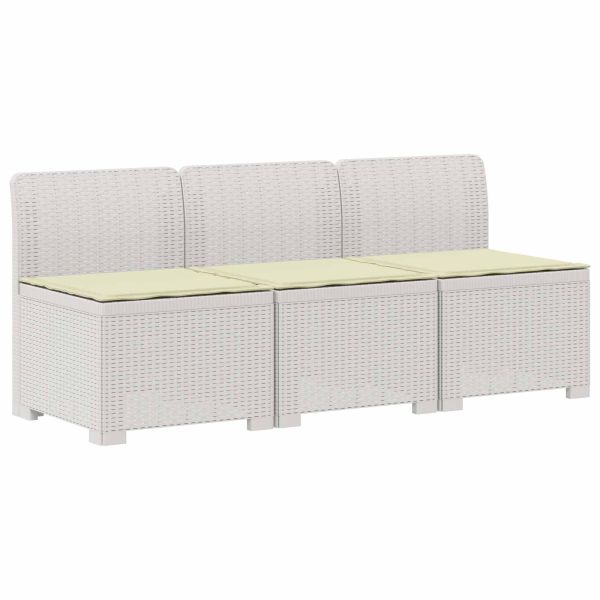Пейка за градина с Cushions във вид на ратан ПП Бяло
