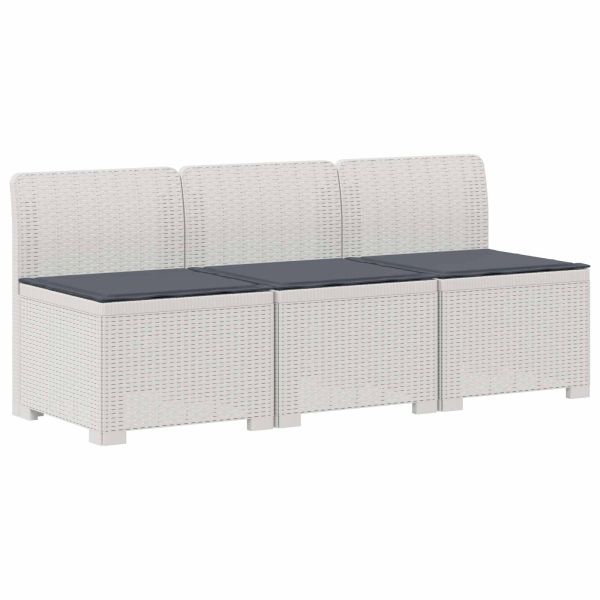 Пейка за градина с Cushions във вид на ратан ПП Бяло