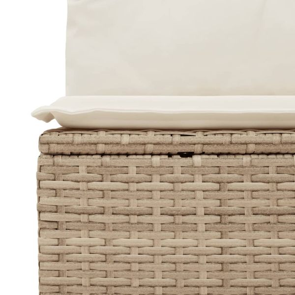 Градински диван с възглавници, 6 части, бежов полиратан