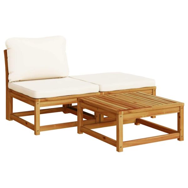 Градински лаундж комплект с възглавници, 9 части, акация масив