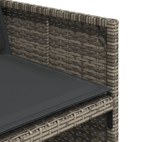 Градински трапезен комплект 5 части с възглавници сив полиратан
