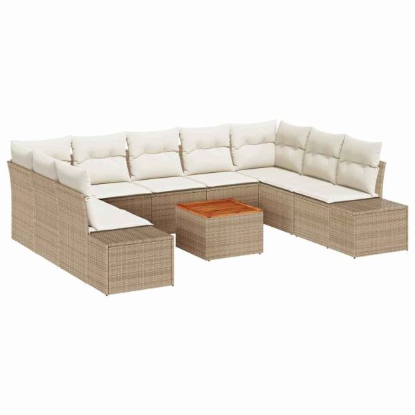 Градински Софа Комплект 10 бр. Бежово полиратан