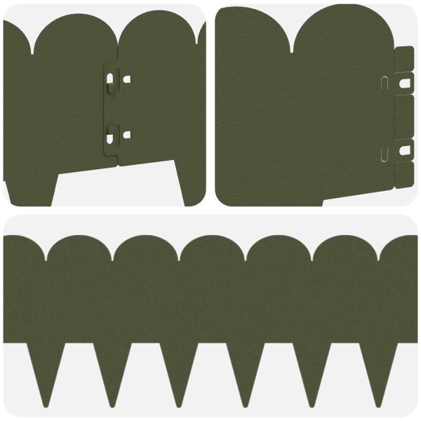 Ограда за трева 10 pcs 103 x 20 см Стомана Маслиненозелено