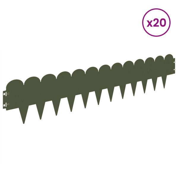 Ограда за трева 20 pcs 103 x 20 см Стомана Маслиненозелено