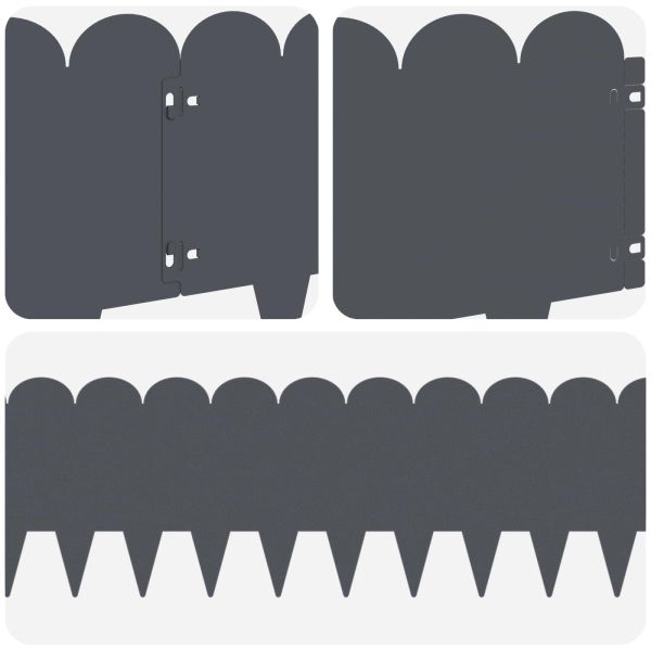 Ограда за трева 20 pcs 103 x 25 см Стомана Антрацит