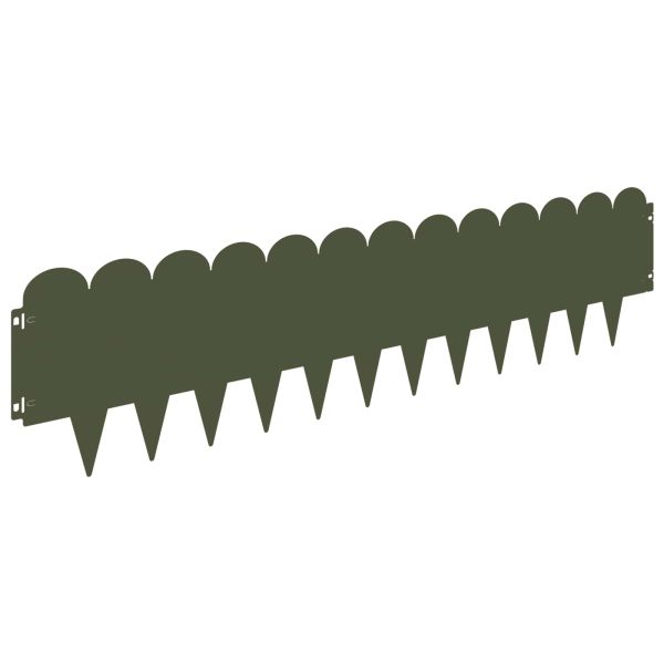 Ограда за трева 10 pcs 103 x 25 см Стомана Маслиненозелено