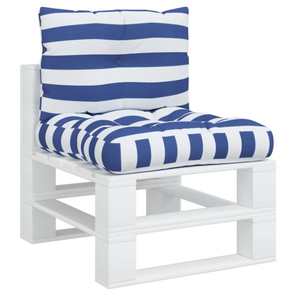 Палетни възглавници 2 бр синьо-бели ивици плат Оксфорд
