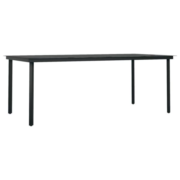 Градински трапезен комплект, 7 части, сиво и черно
