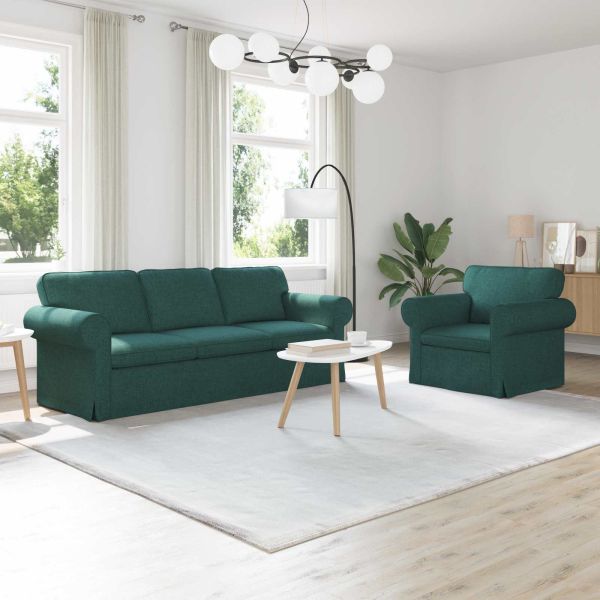 Комплект дивани 2 pcs Тъмен зелен 215 x 82 x 80 см текстил