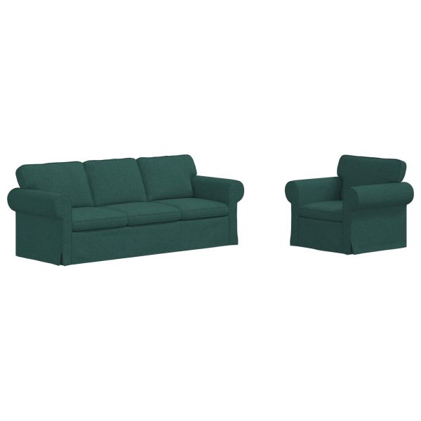 Комплект дивани 2 pcs Тъмен зелен 215 x 82 x 80 см текстил