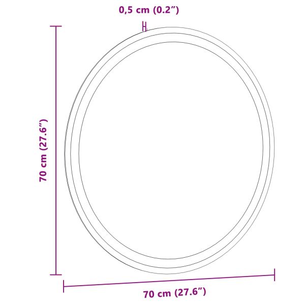 LED огледало за баня Прозрачен Ø 70 cm закалено стъкло