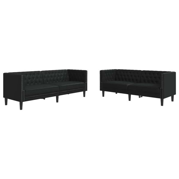 Диван за всекидневна 2 pcs Черно 194 x 74,5 x 70,5 см