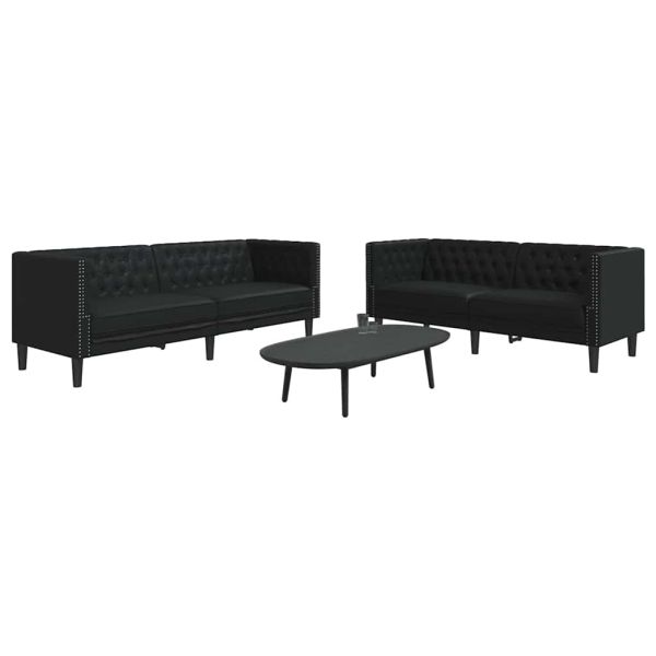 Диван за всекидневна 2 pcs Черно 194 x 74,5 x 70,5 см