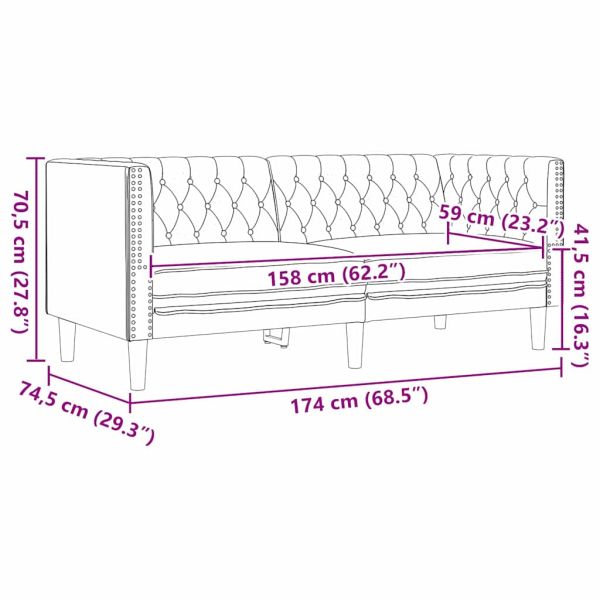 Диван Черно 174 x 74,5 x 70,5 см ПВЦ