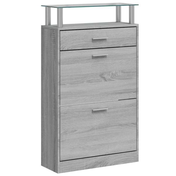 Шкаф за обувки, сив сонома, 63x24x104 см, инженерно дърво