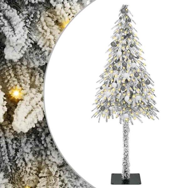 Коледно дърво с 300 LED светодиода Бяло 210 cm ПЕ и стомана