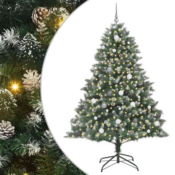 С изкуствено коледно дърво с 300 LED светодиода Зелен 210 cm