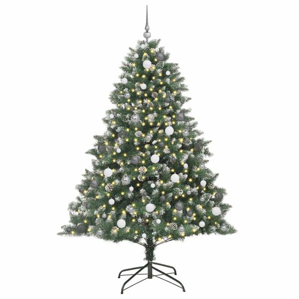 С изкуствено коледно дърво с 300 LED светодиода Зелен 210 cm