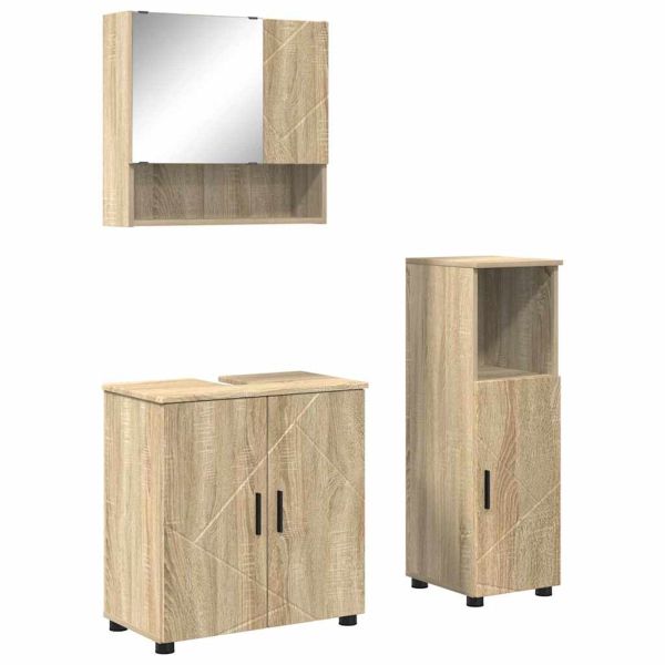 Комплект мебели за баня 3 бр. Сонома дъб 61 x 35 x 64 см