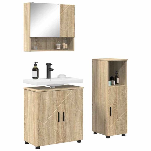 Комплект мебели за баня 3 бр. Сонома дъб 61 x 35 x 64 см
