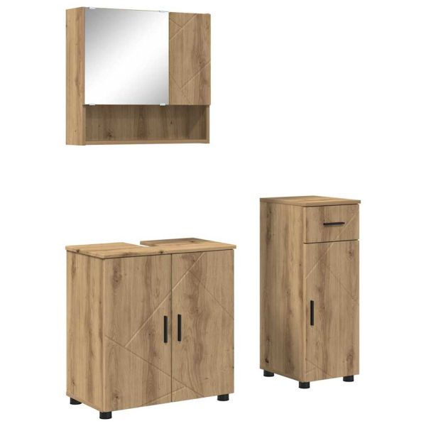 Комплект мебели за баня 3 бр. Дъб 61 x 35 x 64 см
